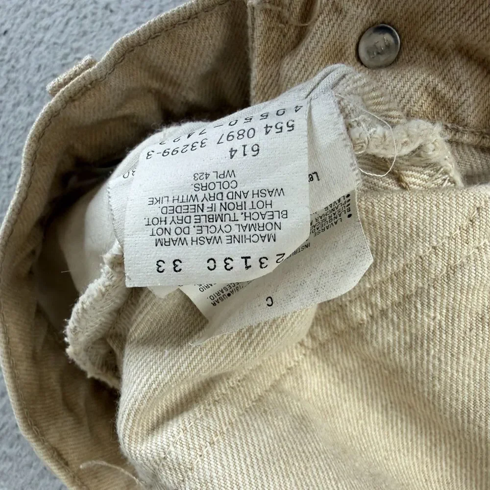 VINTAGE LEVI'S 550 Jeans Mens 38x34 Beige Orange Tab Made USA Pants Streetwear